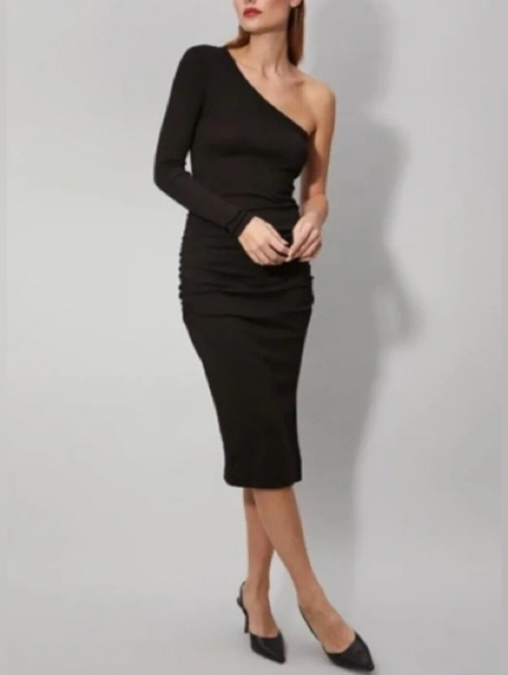 Michael Stars Black Kam Midi Dress - One Shoulder Small - New